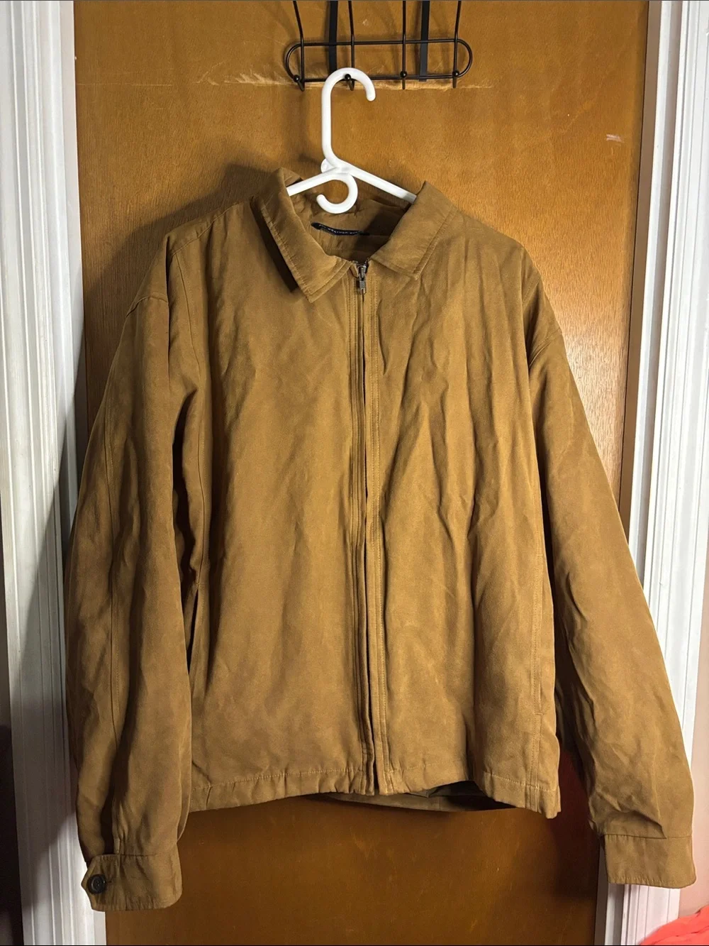 London Fog Men's Suede Zip Front Jacket in Tan Brown